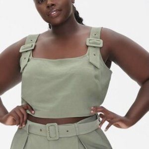 Forever 21 Buckle Strap Crop Top Size 1X Olive Green NWT
